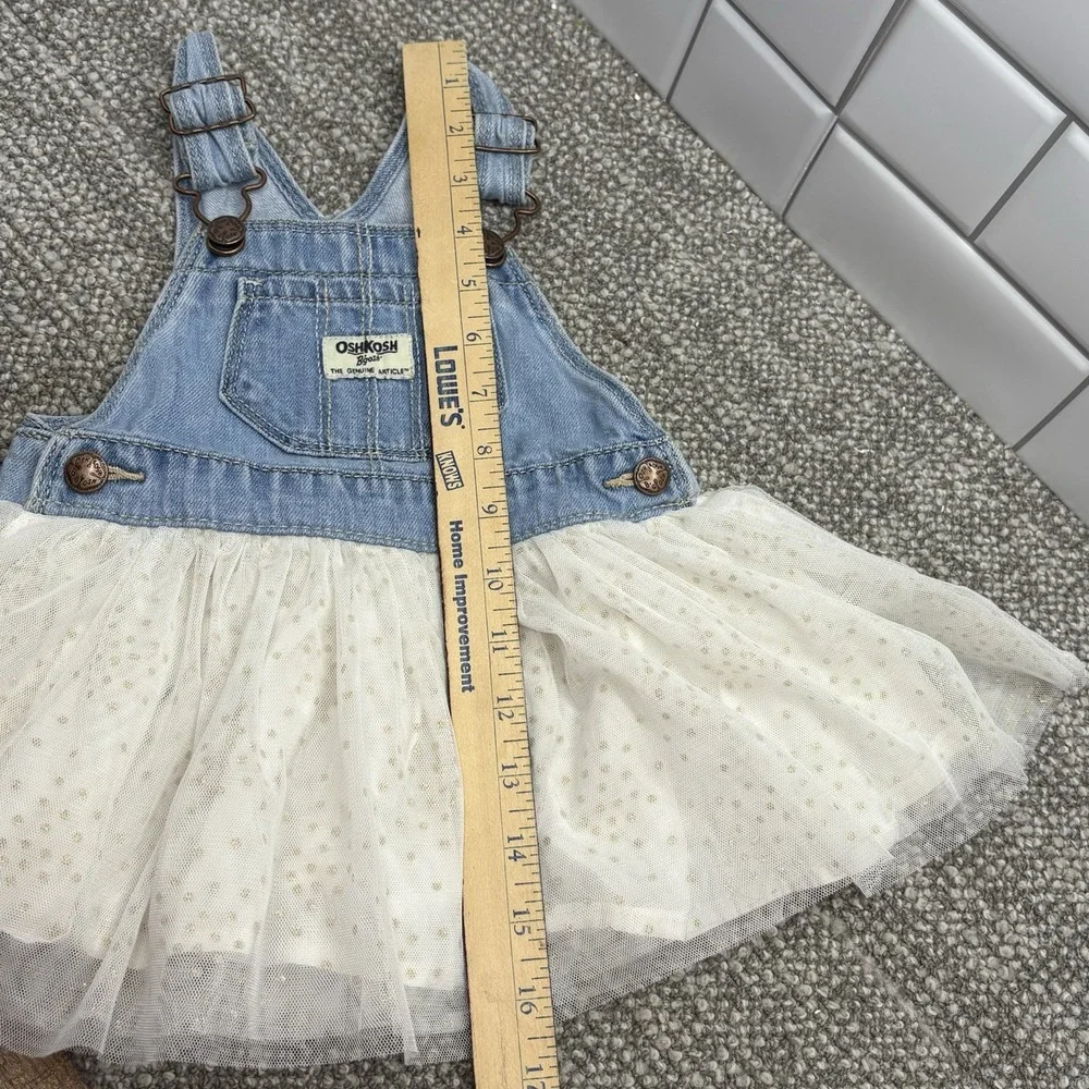 Osh‎ Kosh B Gosh Denim Overall W Ivory Tutu Vestbak Skirt 18M Cute